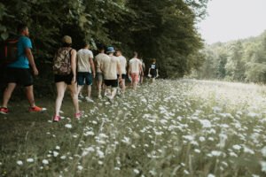 Arrivée d'un groupe entreprise pour réaliser une activité de cohésion