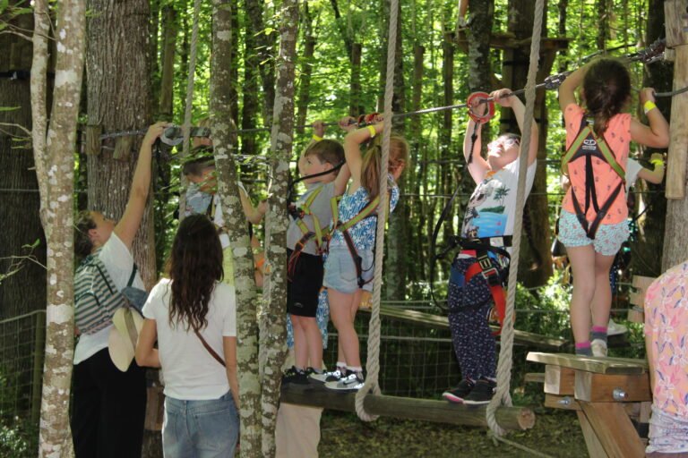 Groupes d'enfant effectuant un accrobranche en Charente-Maritime près de la Rochelle